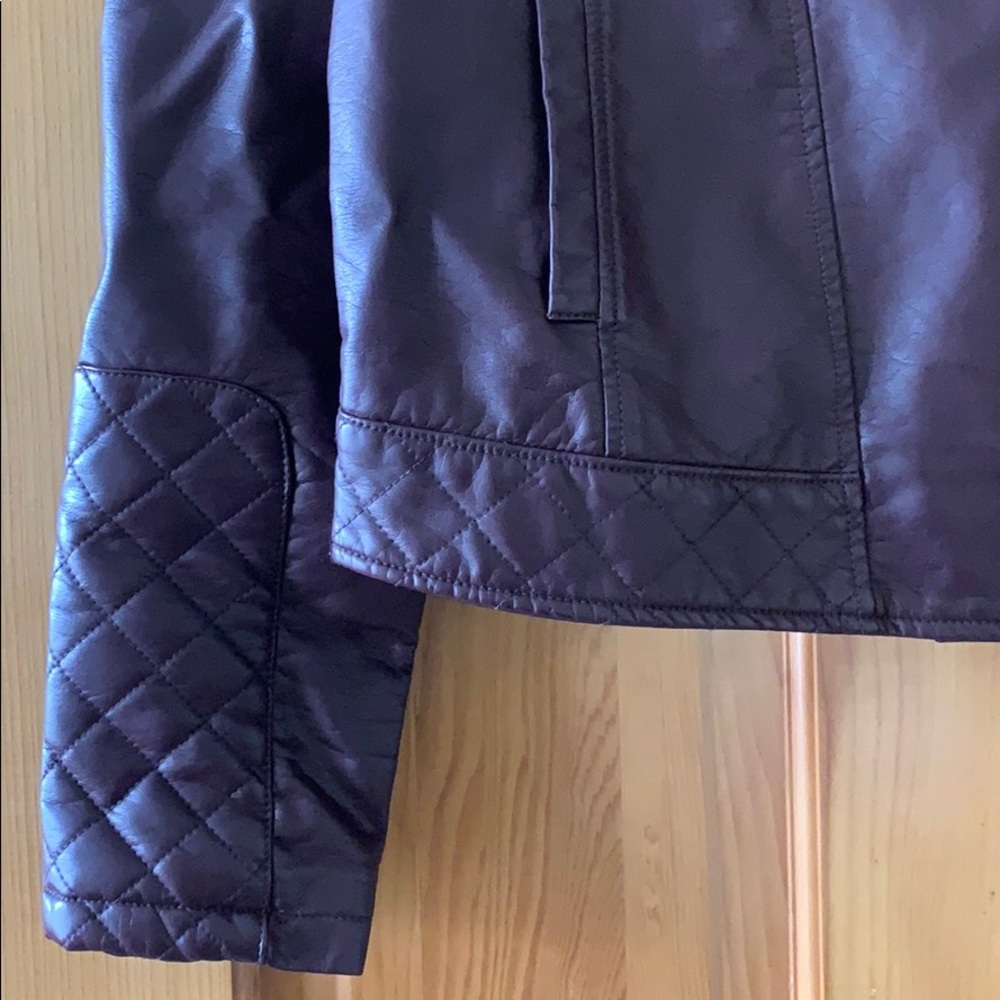 Maroon Faux leather moto jacket - Picture 3 of 5